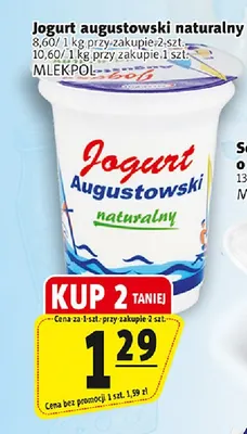 Jogurt augustowski naturalny Mlekpol promocja w Prim Market