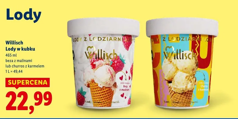 Lody w kubku churros z karmelem promocja w Lidl