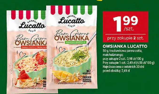 Owsianka Lucatto promocja w Stokrotka