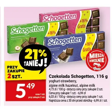 Czekolada Schogetten yoghurt-strawberry promocja w Twój Market