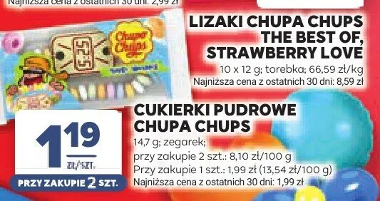 Cukierki pudrowe Chupa Chups zegarek promocja w Stokrotka