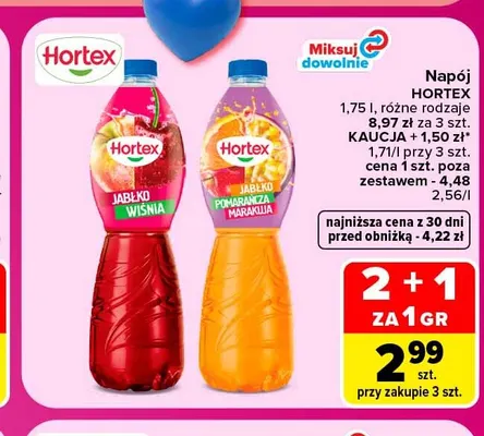Napój Hortex jabłko wiśnia promocja w Carrefour Market