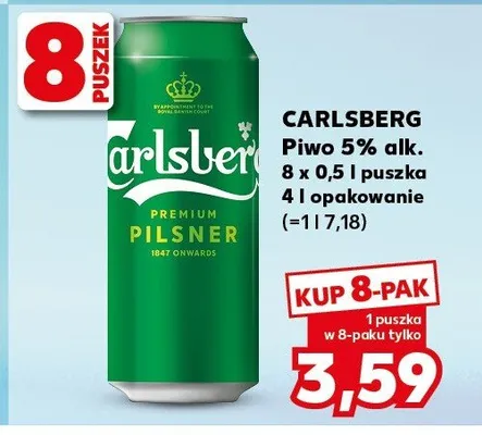 Piwo Carlsberg 5% alk. promocja w Kaufland