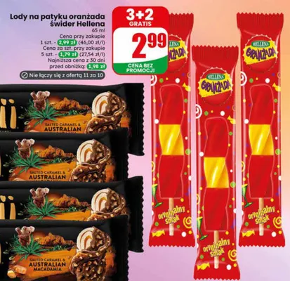 Lody na patyku oranżada Świder Hellena promocja w Dino