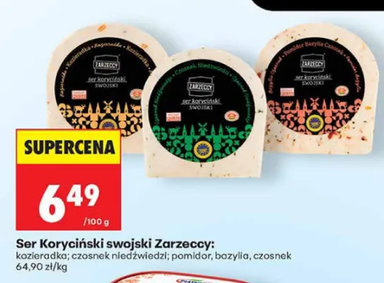 Ser Koryciński swojski Zarzeccy z pomidorem bazylią i czosnkiem promocja w Biedronka