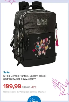 K-Pop Demon Hunters Energy plecak podręczny kabinowy czarny Safta promocja w Smyk