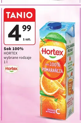 Sok Hortex pomarańczowy 100% promocja w Intermarche