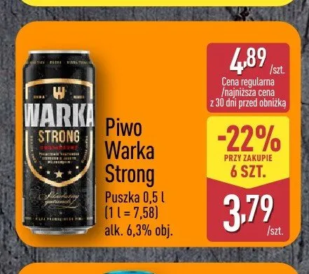 Piwo Warka Strong promocja w Aldi