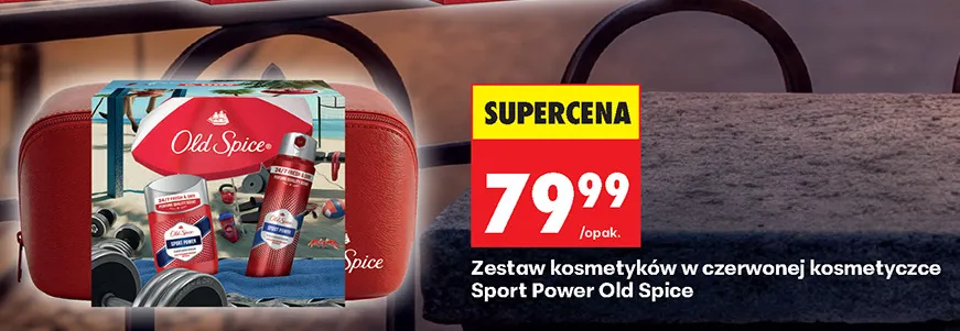 Zestaw kosmetyków w czerwonej kosmetyczce Sport Power Old Spice promocja w Biedronka
