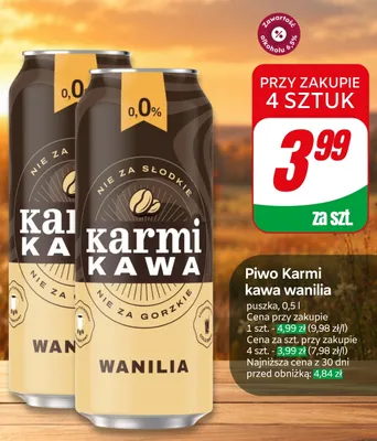 Piwo bezalkoholowe Karmi kawa wanilia promocja w Dino