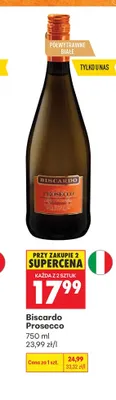 Wino musujące Biscardo Prosecco promocja w Biedronka