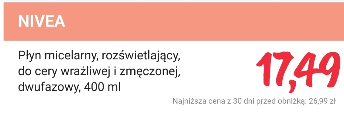 Płyn micelarny, rozświetlający, do cery wrażliwej i zmęczonej, dwufazowy promocja w Rossmann