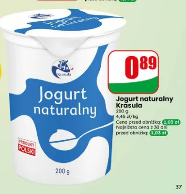 Jogurt naturalny Krasula promocja w Dino