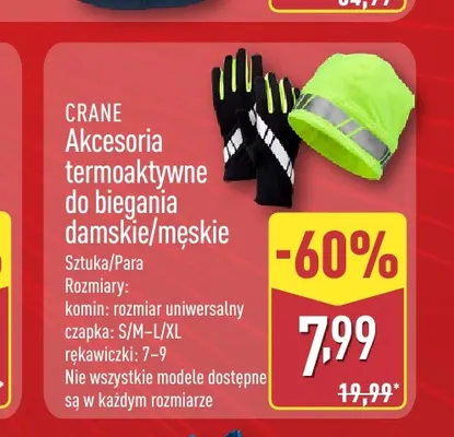Rękawiczki termoaktywne do biegania CRANE promocja w Aldi
