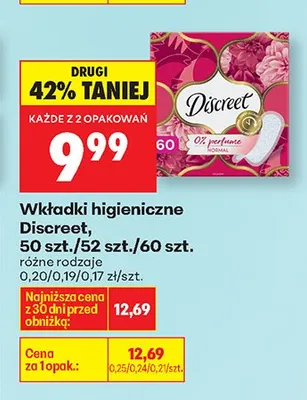 Wkładki higieniczne różne rodzaje promocja w Biedronka