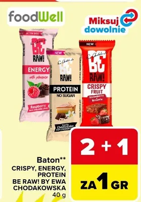 Batony Crispy, Energy, Protein Be Raw! By Ewa Chodakowska różne rodzaje promocja w Carrefour