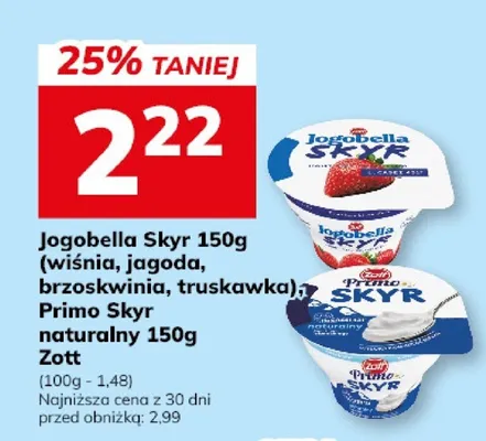 Jogobella Skyr wiśnia, jagoda, brzoskwinia, truskawkowa promocja w Hitpol