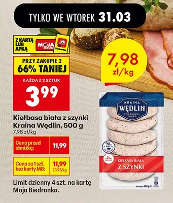 Kiełbasa biała z szynki promocja w Biedronka