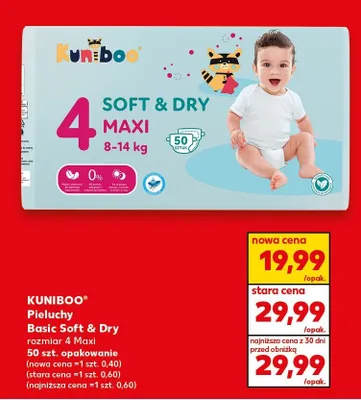 Pieluchy basic soft & dry rozmiar 4 maxi promocja w Kaufland