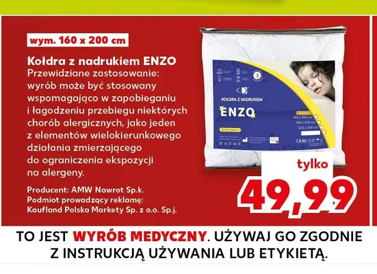 Kołdra z nadrukiem Enzo 160x200 cm promocja w Kaufland