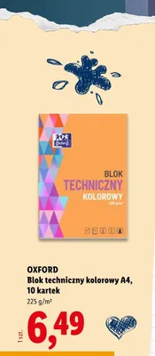 Blok techniczny kolorowy A4 Oxford 10 kartek promocja w Lidl