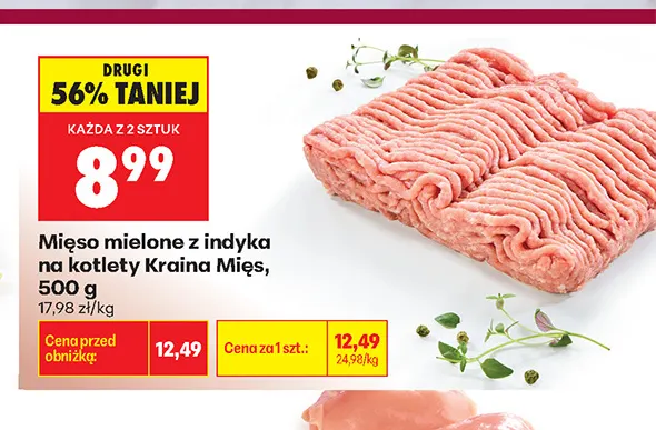 Mięso mielone z indyka na kotlety Kraina Mięs promocja w Biedronka