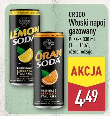 Napój gazowany włoski lemon lub oran soda promocja w Aldi