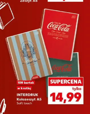Kołozeszyt A5 Interdruk Coca-Cola Soft touch 100 kartek promocja w Kaufland