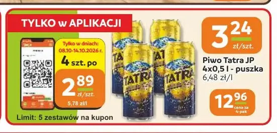 Piwo Tatra JP 4-pak 500 ml promocja w Gama