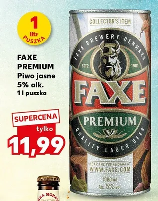 Piwo jasne Faxe Premium 5% puszka promocja w Kaufland