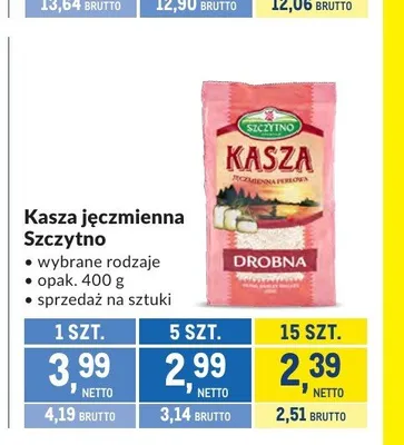 Kasza jęczmienna Szczytno promocja w Makro