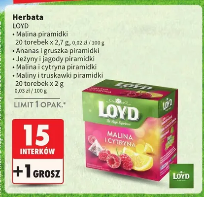 Herbata malina i cytryna piramidki promocja w Intermarche