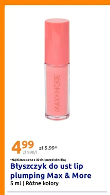 Błyszczyk do ust lip plumping Max & More promocja w Action
