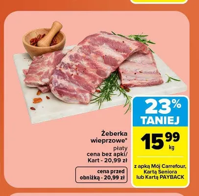 Żeberka wieprzowe płaty promocja w Carrefour Market