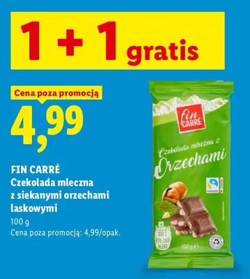 Czekolada mleczna z siekanymi orzechami laskowymi Fin Carré promocja w Lidl