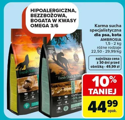 Karma sucha specjalistyczna dla psa, kota różne rodzaje promocja w Carrefour Market