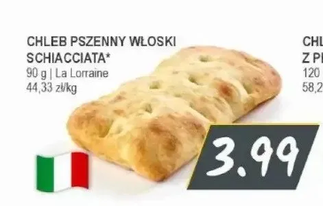 Chleb pszenny włoski Schiacciata La Lorraine promocja w Słoneczko
