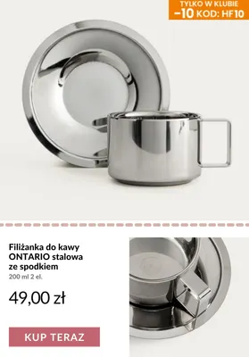 Filiżanka do kawy Ontario stalowa ze spodkiem 200 ml promocja w Homla