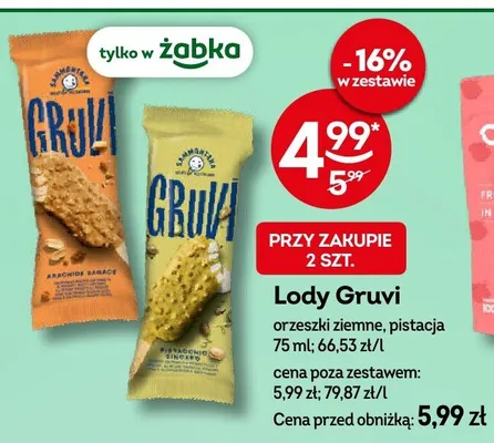 Lody Gruvi orzeszki ziemne, pistacja promocja w Żabka