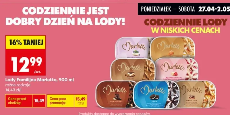 Lody Familijne Marletto promocja w Biedronka