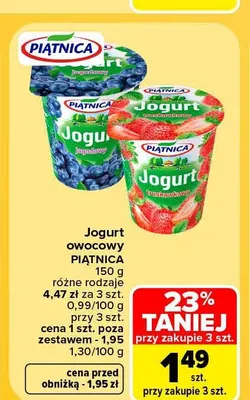 Jogurt owocowy Piątnica promocja w Carrefour