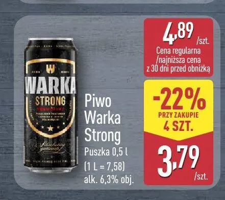 Piwo Warka Strong promocja w Aldi