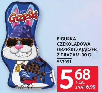 Figurka czekoladowa Grzeski Zajączek z drażami 90 g promocja w Selgros