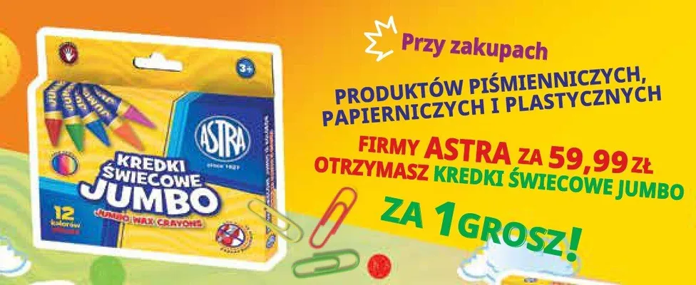 Kredki świecowe Jumbo Astra promocja w Leclerc