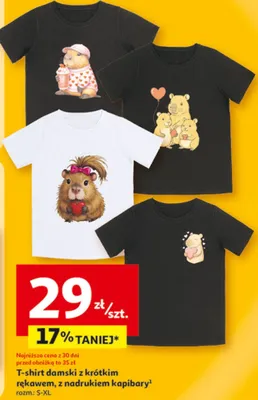 T-shirt damski z krótkim rękawem, z nadrukiem kapibary promocja w Auchan