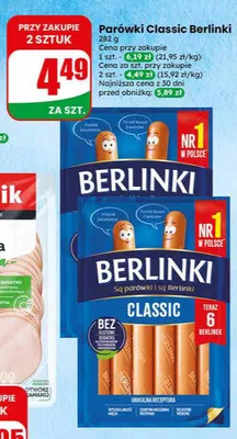 Parówki Classic Berlinki promocja w Dino