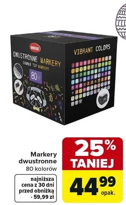 Markery dwustronne 80 kolorów promocja w Carrefour