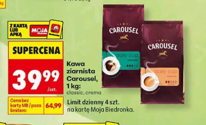 Kawa ziarnista Carousel Daily Cup Classic promocja w Biedronka
