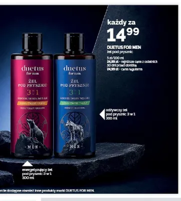 Żel pod prysznic 3w1 odświeżający Duetus For Men promocja w Ziko Dermo