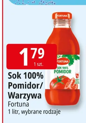 Sok Pomidor Fortuna 100% promocja w Leclerc